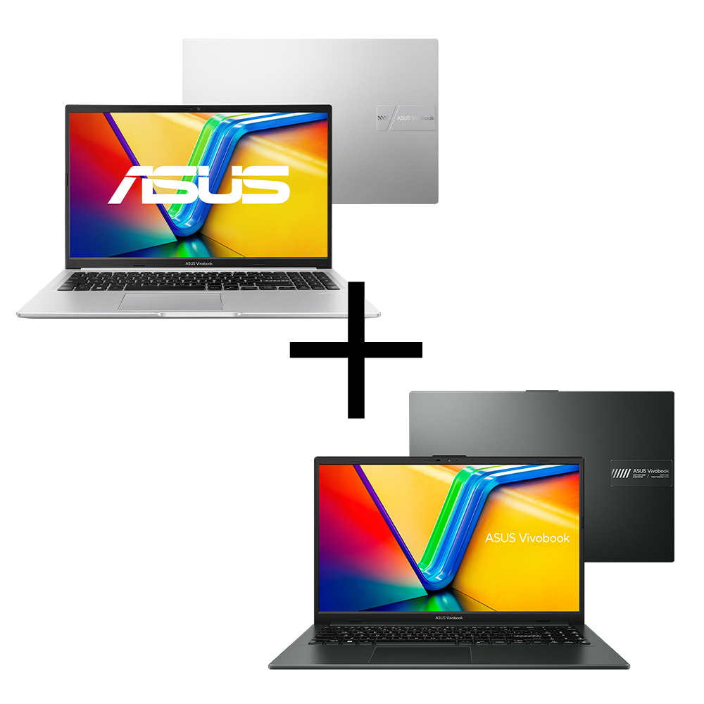 Notebook ASUS Vivobook 15 M1502YA-NJ495 Cool Silver + Notebook ASUS Vivobook Go 15 E1504FA-NJ1287 Mixed Black