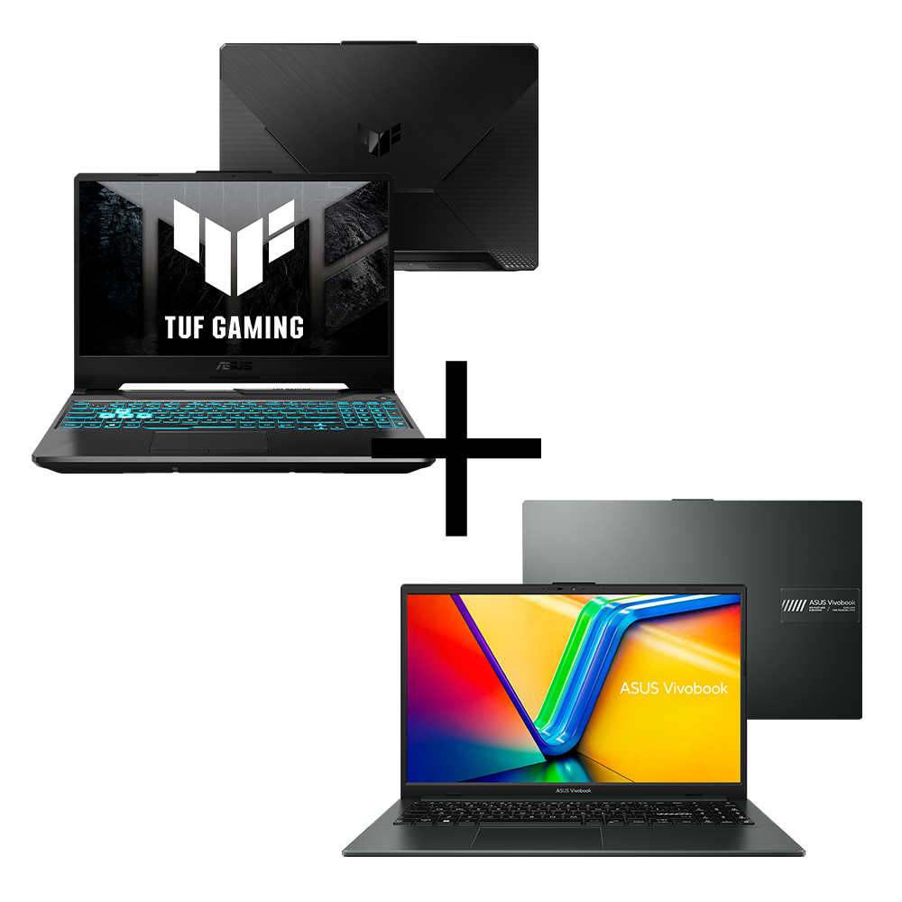 Notebook ASUS TUF Gaming A15 FA506NFR-HN060W Graphite Black + Notebook ASUS Vivobook Go 15 E1504FA-NJ1289 Mixed Black
