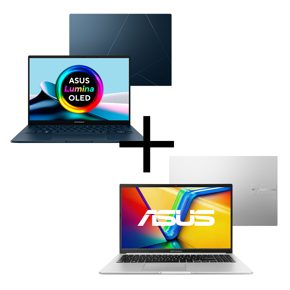 Notebook ASUS Zenbook 14 OLED UX3405MA-PP809W Ponder Blue + Notebook ASUS Vivobook 15 M1502YA-NJ493 Cool Silver